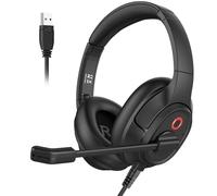 Headset with Microphone for PC, USB Computer Headsets AI-Powered Environmental Noise Cancelling Headphone with Busylight, Mic Mute Boom & Volume Control, Wired Over-Ear Headset for Laptop/Work/Office