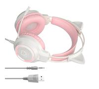 Headset With Wire - Stereo Sound Wired Headphone, Cat Ear Cute Light Up, Noise Isolating Music Headset | PC Game Playing Wired Headphones For Music Listening Phone Calls Studying