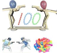 Headshot WoodBots,2025 new Whack A Balloon Strategy Board Game,Handmade Wooden Shooting Puppets Balloon Game,Balloons Bamboo Man Battle,Fun Party Game for 2 Players with 100 Balloons (1pcs)