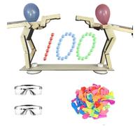 Headshot WoodBots, Handmade Wooden Shooting Puppets Balloon Game, 2025 new Whack A Balloon Strategy Board Game, Balloons Bamboo Man Battle, Party Fun Board Games for Family and Friends