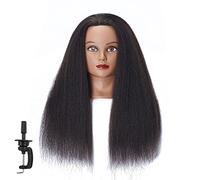 Headstar Mannequin Head 100% Real Hair 16" Afro Training Head Mannequin Doll Head Manikin Head Styling Training Head Cosmetology Doll Head Hair for Practice Cutting Braiding with Clamp Stand