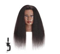 Headstar Mannequin Head 16" Afro Training Head - 100% Real Hair for Practice Cutting Braiding - Cosmetology Doll With Clamp Stand