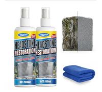 Headstone Cleaner for Graves & Restoration Spray - Exterior Stone Cleaner for Granite, Marble, Sandstone & Slate - Instant Stain Removal Cemetery Gravestone Cleaning Kit 100ml（2PCS)