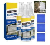 Headstone Restoration & Cleaning Spray, Professional Tombstone Cleaner for Graves & Monuments, Safe Moss and Stain Remover Kit for Granite Marble Cemetery Memorials - 100ml with Microfiber Cloth