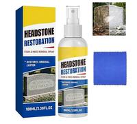 Headstone Restoration & Cleaning Spray, Professional Tombstone Cleaner for Graves & Monuments, Safe Moss and Stain Remover Kit for Granite Marble Cemetery Memorials - 100ml with Microfiber Cloth