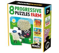 HEADU 8 Progressive Jigsaw Puzzle The Farm | Educational Toys, Ages 2+ Years, Learn Animals, Animal Puzzles
