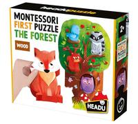 HEADU | Montessori My First Puzzle - The Forest - sturdy puzzle with wooden animal pieces | Educational Games & Puzzles | Ages 2-4 years