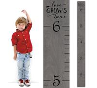 HEADWATERS STUDIO Wooden Growth Chart for Wall - Height Growth Chart for Kids, Kid Height Wall Chart, Height Measurement for Wall, Height Chart for Kids - Love Grows Here, Skinny Grey (63""x5.75"")