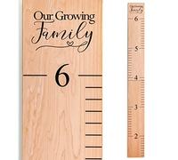 Headwaters Studio Wooden Growth Chart - Kids Height Chart, Wall Measurement for Kids, Height Chart for Wall, Growth Ruler for Children - Our Growing Family, Natural (63"x6.7")