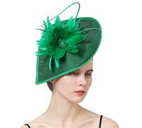 Headwear, Bride Wedding Fascinators Hat Women Party Headpiece With Hair Clip Ladies Hair Feathers Accessories(GN)