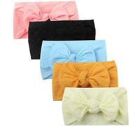 Headwear Turban Headband Solid Toddler Accessories Band 5 Pieces Bow Baby Girls Baby Care (E, One Size)