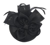 Headwear, Women Hair Accessories Wedding Bridal Veils Decorated Feather Fascinator Cocktail Party Headwear(Black)