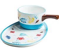 HEAGER Ceramic Bowl,Soup Bowl, Ceramic Cream Soup Bowls & Saucers,Plates and Bowls Set for 1 Person,Breakfast Bowls with Cracker Holder.-red(Blauw)