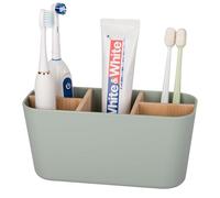 Heagoale Toothbrush Holders for Bathrooms, Bamboo Tooth Brush Holder with 5 Slots Bathroom Vanity Organizer Countertop for Electric Toothbrushes, Toothpaste, Razors - Green