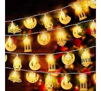 HeaHap Ramadan Eid String Light 10Feet 20-LEDs Eid Moon Star Kerosene Lantern Lamp Eid Mubarak Lights Battery Powered Eid Al Adha Decorations for Ramadan Outdoor Home Decoration Party Supplies