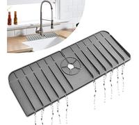 HeaHap Silicone Faucet Mat,Silicone Faucet Handle Drip Catcher Tray,Drip Protector Splash for Kitchen, Bathroom,Sink Mat, Dish Drying Mat, Sponge Holder(Grey)