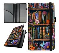 HEAKIERG Car Document Holder Organiser for Women Men, Leather Registration and Insurance Storage Accessories with Wristband Closure for Documents, Cards, Driving License, Check, Flower Book