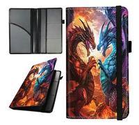 HEAKIERG Car Document Holder Organiser for Women Men, Leather Registration and Insurance Storage Accessories with Wristband Closure for Documents, Cards, Driving License, Check, Dragon Purple