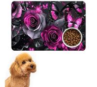 HEAKIERG Pet Bowl Mats for Food and Water Cat Dog 19.6"x24", Cat Play Mat Pet Feeding Rug with Waterproof & Non-Slip Rubber Bottom Cushion, Litter Matt for Cat and Pet Sleeping Resting Pad, Pink Rose