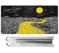 HEAKIERG TCG Playmat Board Game Mats 24" x 14" with Storage Bag, Game Play Mat with Stitched Edge for Playmat Commander Deck Trading Card Game Anime MTG Gameplay Pad for Beginner, Yellow Moon