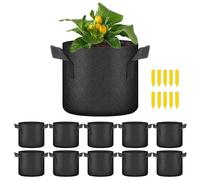 Heal Smart Plant Grow Bags 2 Gallon, Tomoato Planter Pots 10-Pack with Handles, Aeration Nonwoven Fabric, Heavy Duty Gardening Planter for Vegetable, Herbs and Flowers, Black 2024 Version