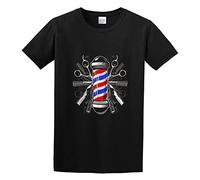 HEAL TH SHOE PAD Fashion Barbers Pole Scissor Hair Nail Clippers Combs Men Simple Tshirt Black S