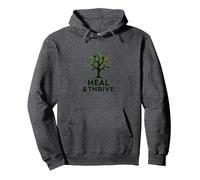 Heal & Thrive: Inspirational Tree of Life Wellness Pullover Hoodie, Adult Unisex, Dark Heather Grey, XXL