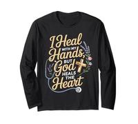 Heal with My Hands Jesus Faith God CNA Christian Nurse Long Sleeve T-Shirt