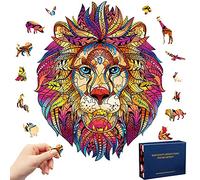 Healand Wooden Jigsaw Puzzles Age 3+ for Adults and Children/Kids, Unique Animal Shape Wooden Puzzle, Family Game Play Collection Decor Toys,Lion,S