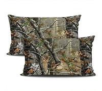 Healbrighting Set of 2 Throw Pillow Covers Pillow Case King Size 20x36 inch Camouflage Camo Tree Hunter Dry Branches Leaves Decorative Pillowcase for Sofa Bedroom Bed Home Décor Cushion Cover