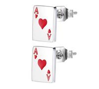 HEALEEP 1 Pair Chic Poker Modeling Ear Studs for Fashionable Heart Shaped Design Durable Titanium Steel for Parties and Daily Wear Unique Ear Decor for Any Occasion
