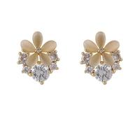 HEALEEP 1 Pair Flower Studs Earrings for Women Elegant Cat Eye Floral Design Delicate Long Earring for Nature Lovers for Mother Day Birthdays and Anniversaries