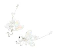 HEALEEP 1 Pair Sparkly Teardrop Crystal Earrings for Brides Non Pierced Clip Dangle Accessories for Weddings Prom and Parties Elegance with Tassel Movement