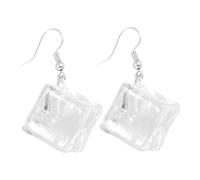 HEALEEP 1 Pair Transparent Ice Cube Earrings for Women Dainty Dangle Drop Jewelry Summer Beach Accessory Unique Resin Occasions Lightweight Durable Ear Jewelries