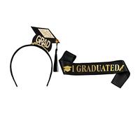 HEALEEP 1 Set Graduation Sash and Mini Hat Headband Set for Graduation Party Decorations Photography Props and Celebrating Achievements with Style