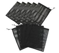 HEALEEP 10Pcs Black Mesh Drawstring Bags Laundry Storage Sacks Lightweight Breathable Polyester for Camping Gym Golf Ball Sports Equipment Organizing