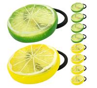 HEALEEP 10pcs Elastic Hair Bands for Girls with Lemon Slice Design, Plastic and Resin Material, Hold Hair Tightly and Easy to Take, for Daily Life and DIY Different Modeling