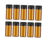 HEALEEP 10pcs Mini Glass Vial Bottles Dark Lids and Hole Plugs for Essential Oils Perfumes and Chemistry Use