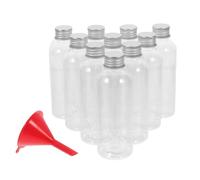 HEALEEP 10pcs Small Plastic Bottles Refillable Travel Liquid Bottles with Aluminium Caps Lightweight Elongated Design 150 Ml Leakproof Containers for On-The-go Use
