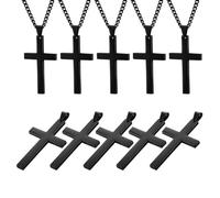 HEALEEP 10pcs Titanium Steel Cross Necklace Teen Cross Necklace Jewelry Cross Necklace for Men Men's Cross Necklace with Chain Men's Crucifix Pendant Necklace Men's Necklace Black Metal