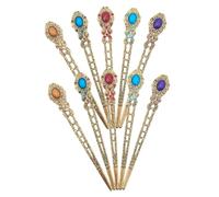 HEALEEP 10pcs Vintage Chinese Hair Sticks Rhinestone Retro Chignon Pins Compact Alloy Hair Chopsticks for Women