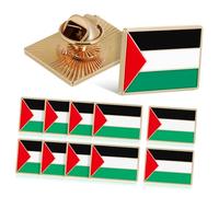 HEALEEP 12 Pcs Palestine Flag Pins Alloy Square Brooch Decorative Clothes and Scarf Brooches for Backpacks Elegant National Symbol Accessory