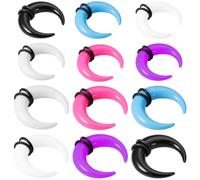 HEALEEP 12pcs Acrylic Septum Rings, Versatile Accessory Suitable for Ear and Nose Piercings, Creative Unique Horseshoe Pincher Design for Body Piercing Jewellery