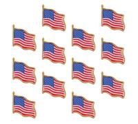 HEALEEP 12pcs American Flag Metal Badge Pin Made of Wear Resistant Iron with Stripe Design for Independence Day Decoration and National Flag Day Accessories