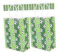 HEALEEP 12pcs Soccer Goody Bags with Handles Kraft Paper Tote Bags for Birthday Parties for Treats Cookies and