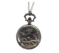HEALEEP 1Pc Antique Dragon Pattern Pocket Watch Quartz Movement Hanging Watch for Adults Unique Chain Design Vintage Style for and Collectibles