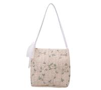 HEALEEP 1Pc Lace Decor Handbag Stylish Casual Shoulder Bag for Women Capacity Woven Tote for Summer Outings Durable and Elegant Design for Daily Use and Travel