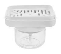 HEALEEP 2 in 1 Soap Dispenser Dish Soap Dispenser and Sponge Holder White Pp and Glass Kitchen Sink Liquid Dispensing Space-saving Sleek Design for Dishwashing