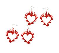 HEALEEP 2 Pairs Female Hollow Heart Flame Earrings Acrylic Lightweight Spark Ear Decor Stylish Party Jewelry for Women gift for for for for for for