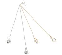 HEALEEP 2 Pairs Tassel Threader Earrings for Women Lightweight Alloy Drop Earrings in Silver and Golden for Wedding and Thanksgiving